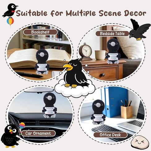Positive Crochet Crow Mini Animal Emotional Cheer Up Support Gifts, Funny Crochet Mini Handmade Crow for Women Men Friends Mom Daughter Son Birthday Mothers Day Decor Graduation in Saudi Arabia