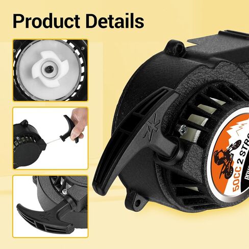 HIAORS Alloy Recoil Pull Starter Compatible with SYX Moto 50cc Dirt Bike 47cc 49cc 2 Stroke SSR SX50 Apollo Coolster QG-50 Xpro Hawk Mini Kids Pit Pocket ATV Quad 4 Wheeler Parts with Ignition Coil in Kuwait