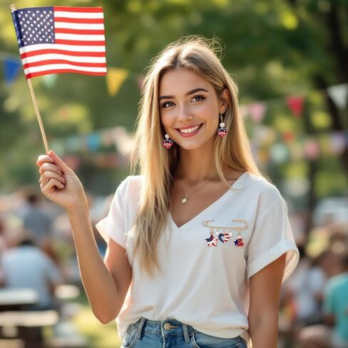 Beadthoven 68pcs 4th of July Patriotic Charms 17 Styles Independence Day Alloy American Flag Star Enamel Charms Red White Blue Assorted Pendants for Jewelry DIY Making Necklace Earrings Bracelet Craft in Kuwait