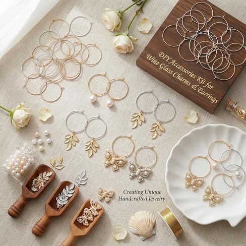 100Pcs 30mm Wine Glass Charms Rings,Women Hoop Earrings,Wine Charms for Stem Glasses Gold/Silver Hoops for Jewelry Making,Wedding,Birthday Party Favor Gifts in Saudi Arabia