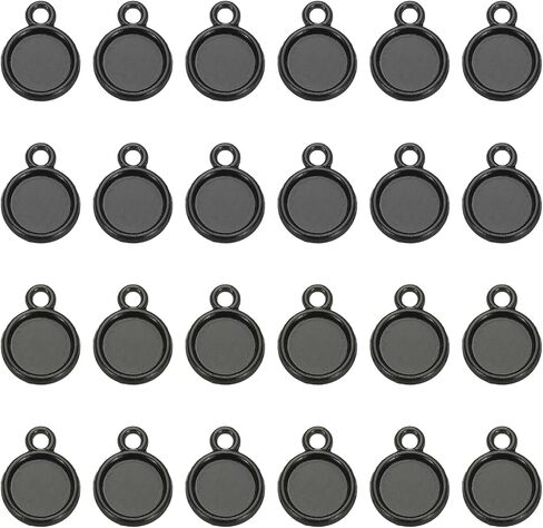 uxcell 50 Pcs Round Blank Pendant Trays, 12mm Stainless Steel Bezels Settings Flat Base with Loop for DIY Crafting Necklace Bracelet Jewelry Making Findings, Gold in Kuwait