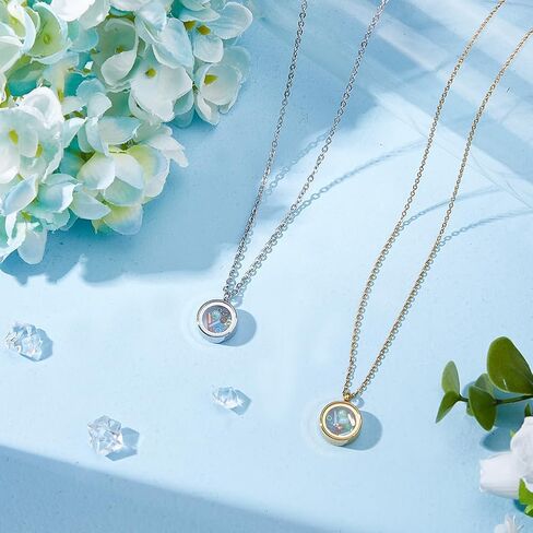 DICOSMETIC 2Pcs 2 Colors Round Locket Pendant Stainless Steel Memory Locket Charms 10/15/20mm Clear Picture Frame Charm Golden Silver Floating Charm Glass Living Bouquet Charms for Women Men Necklace in Kuwait
