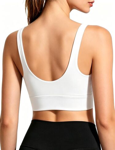 Buauty Sports Bras for Women, Medium Support Scoop Neck U Back Workout Bra for Yoga Running Gym White L in Saudi Arabia