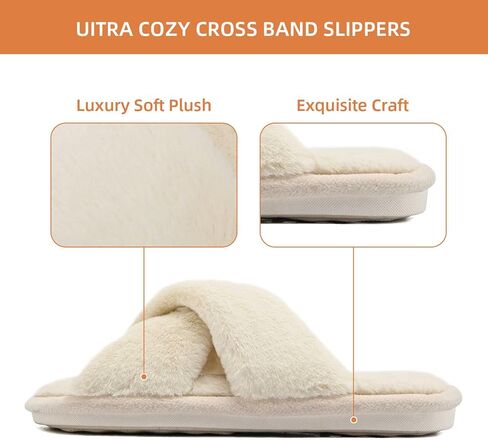 Women Furry Solid Color Home Slippers Open Toe Cross Strap Bedroom Shoes Comfortable Soft Indoor Slippers in Saudi Arabia