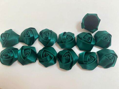 2"/5cm Pack of 25 Satin Ribbon Roses Artificial Flower Heads for DIY Crafting Accessories Sewing Wrapping Wedding Gift Decoration(Dark Green) in Saudi Arabia