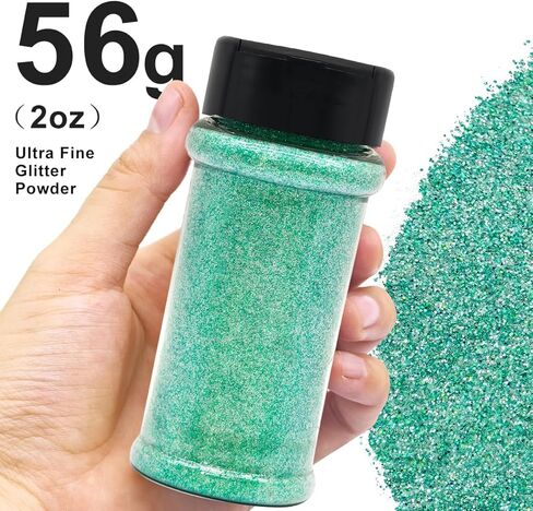 Light Blue 1/128 - Fine Iridiscent Craft Glitter - 2oz Glitter Shaker Bright Colorful Holographic Body Glitter Bulk Wholesale 24 Colors in Shaker Cosmetic Glitter in Saudi Arabia