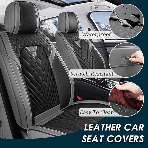 Car Seat Covers Fit for Toyota Camry 2000-2025,5 Seats Non-Slip Nappa Leather Seat Cover, Airbag Compatible, Sports Car Seat Protector Premium Interior.(Standard 5 Seats,Gray Black) in Saudi Arabia