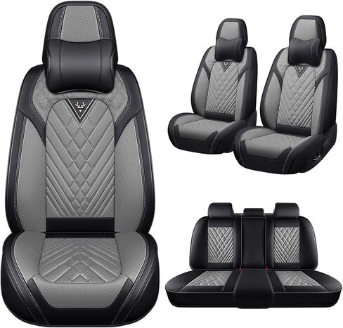 Car Seat Covers Fit for Toyota Camry 2000-2025,5 Seats Non-Slip Nappa Leather Seat Cover, Airbag Compatible, Sports Car Seat Protector Premium Interior.(Standard 5 Seats,Gray Black) in Saudi Arabia