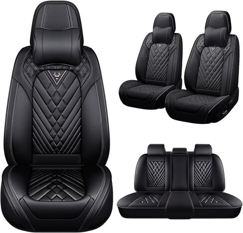 Car Seat Covers Fit for Toyota Camry 2000-2025,5 Seats Non-Slip Nappa Leather Seat Cover, Airbag Compatible, Sports Car Seat Protector Premium Interior.(Standard 5 Seats,Gray Black) in Saudi Arabia