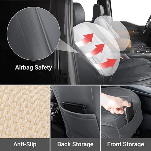 Coverland Custom Car Seat Covers Compatible with 2014-2021 Nissan NV Cargo - Premium Leather Non-Slip Memory Foam Waterproof Seat Cover Custom fit Interior Protector [Front-Dark Gray] in Kuwait