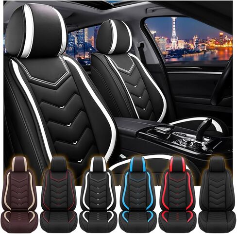 Fit for Toyota Camry Seat Covers, Waterproof and Wear Resistant Sports Seat Cover, Premium Nappa Leather Car Seat Covers. (Full Set/Black Red) in Kuwait