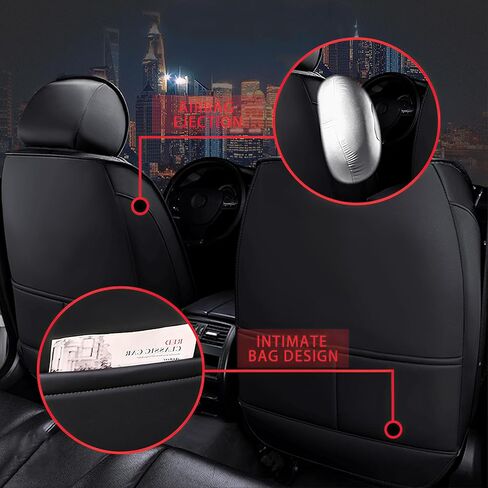 Fit for Toyota Camry Seat Covers, Waterproof and Wear Resistant Sports Seat Cover, Premium Nappa Leather Car Seat Covers. (Full Set/Black Red) in Kuwait