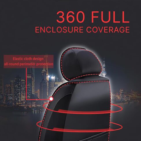 Fit for Toyota Camry Seat Covers, Waterproof and Wear Resistant Sports Seat Cover, Premium Nappa Leather Car Seat Covers. (Full Set/Black Red) in Kuwait
