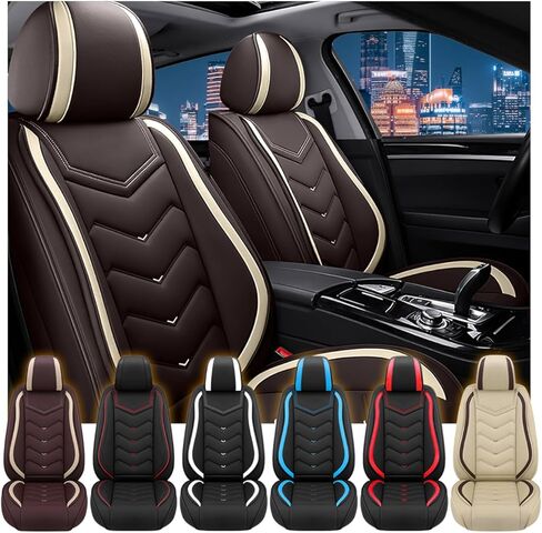 Fit for Toyota Camry Seat Covers, Waterproof and Wear Resistant Sports Seat Cover, Premium Nappa Leather Car Seat Covers. (Full Set/Black Red) in Kuwait