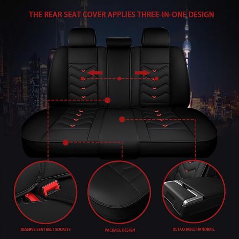 Fit for Toyota Camry Seat Covers, Waterproof and Wear Resistant Sports Seat Cover, Premium Nappa Leather Car Seat Covers. (Full Set/Black Red) in Kuwait