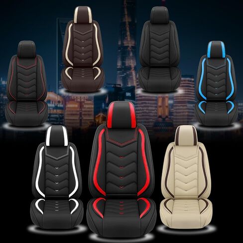 Fit for Toyota Camry Seat Covers, Waterproof and Wear Resistant Sports Seat Cover, Premium Nappa Leather Car Seat Covers. (Full Set/Black Red) in Kuwait