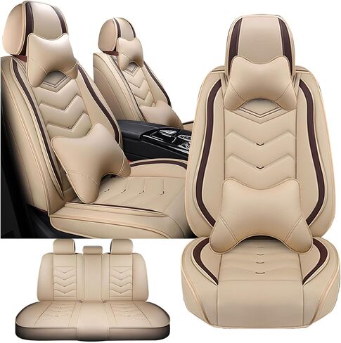 Fit for Toyota Camry Seat Covers, Waterproof and Wear Resistant Sports Seat Cover, Premium Nappa Leather Car Seat Covers. (Full Set/Black Red) in Kuwait