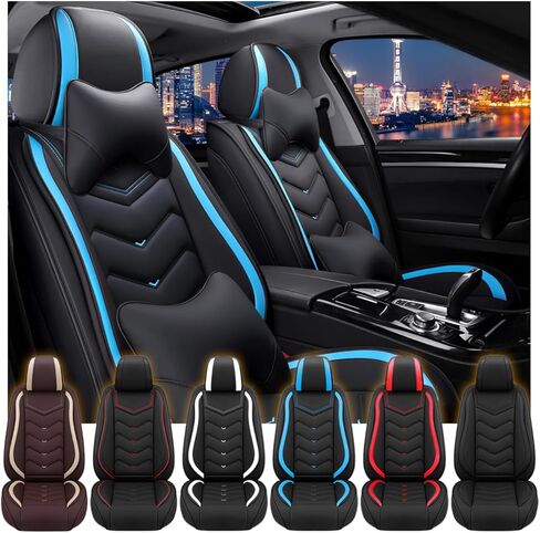 Fit for Toyota Camry Seat Covers, Waterproof and Wear Resistant Sports Seat Cover, Premium Nappa Leather Car Seat Covers. (Full Set/Black Red) in Kuwait