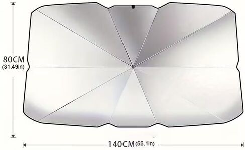 Car Sunshade, Windshield Sunshade | Heat Insulation, Universally Applicable, Roll-up Closure, Compact for Storage, 31.49 * 55.1in, in Black in Kuwait