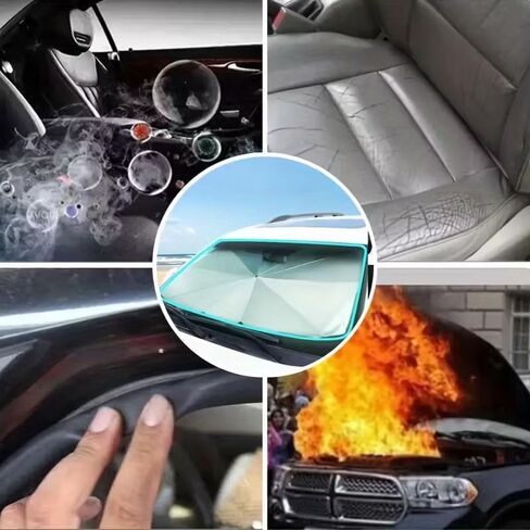 Car Sunshade, Windshield Sunshade | Heat Insulation, Universally Applicable, Roll-up Closure, Compact for Storage, 31.49 * 55.1in, in Black in Kuwait