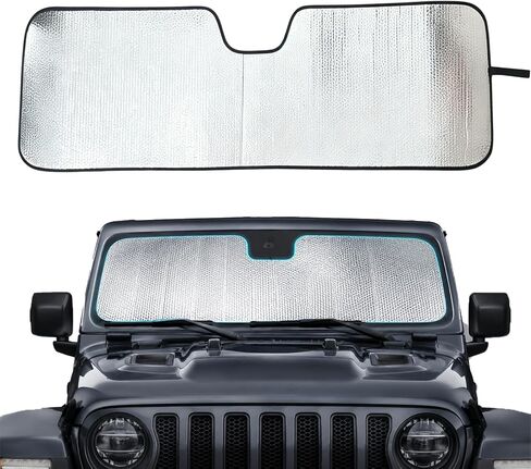 Windshield Shade Compatible with Jeep Wrangler JL 2/4 Door 4XE 2024-2026 Foldable Front Window Sunshade in Kuwait