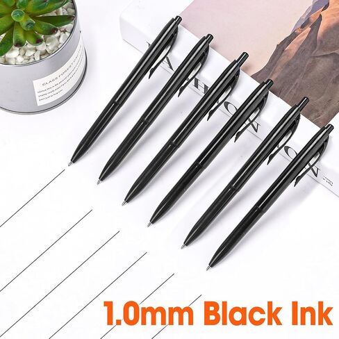 YesBes 100 Pack Ballpoint Pens Bulk, Retractable Black Pens Ballpoint Medium Point 1mm for Smooth Writing, No Bleed Ink Pens Clear Lines, School, Office, Teacher Supplies, Best Gifts for Coworkers in Kuwait