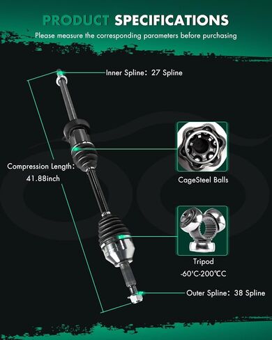SCITOO Front CV Axle Shaft Assembly Fit For Ford Flex 2009-2014,Taurus 2008-2014,For Lincoln MKS 2009-2014,For Lincoln MKT 2010-2013,For Mercury Sable 2008-2009 Right Passenger Side NCV11531 FWD in Kuwait