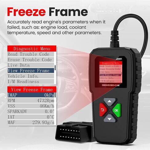 قارئ رمز السيارة، ماسح ضوئي obd2، قراءة ومسح رموز الأخطاء، أداة مسح تشخيصية للسيارات لجميع مركبات obd ii بعد عام 1996 in Kuwait
