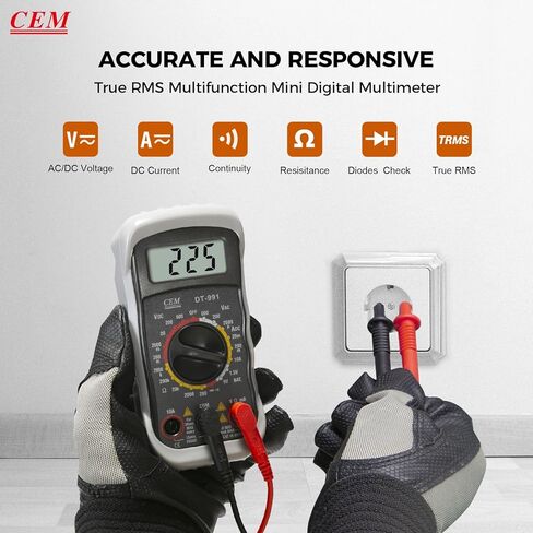 CEM Digital Multimeter 600V AC/DC Voltage Meter,Multimeter with Test Leads Backlit LCD,Volt Amp Ohm Transistor Diodes Meter,Audible Continuity and Battery Test,Holster Case in Saudi Arabia