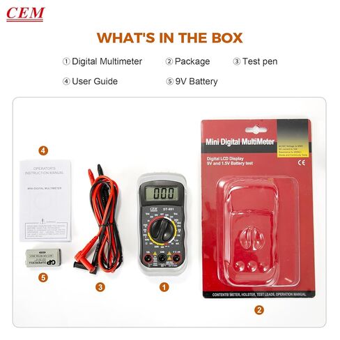 CEM Digital Multimeter 600V AC/DC Voltage Meter,Multimeter with Test Leads Backlit LCD,Volt Amp Ohm Transistor Diodes Meter,Audible Continuity and Battery Test,Holster Case in Saudi Arabia