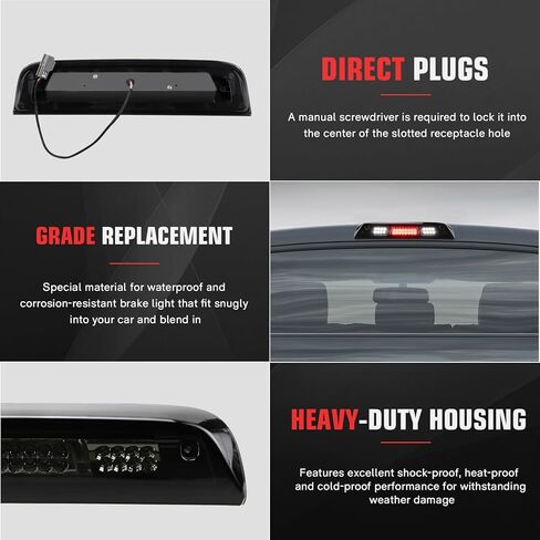 LED Third 3rd Brake Light assembly fit for Chevy Silverado/GMC Sierra 1500 2014-2018 for Silverado Sierra 2500HD 3500HD 2015-2018,Rear Cargo light Lamp High Mount Stop Lamp,Smoke Lens in Saudi Arabia