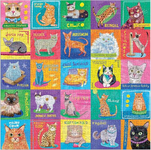 Mudpuppy Purr-FECT Portraits! – 500 Piece Family Jigsaw Puzzle with Colorful and Fun Illustrations of A Variety of Cats for Children Ages 8 and Up in Kuwait