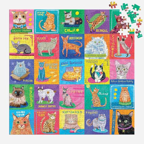 Mudpuppy Purr-FECT Portraits! – 500 Piece Family Jigsaw Puzzle with Colorful and Fun Illustrations of A Variety of Cats for Children Ages 8 and Up in Kuwait