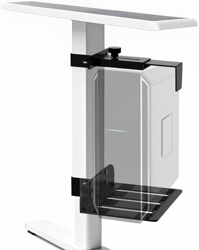 Ultra-Stable No-Drill Under Desk PC Mount - 40 lb Capacity Computer Holder, Adjustable Height & Width, Clamp-On CPU Caddy for Standing Desks (Fits 65mm x 45mm Legs) in Saudi Arabia
