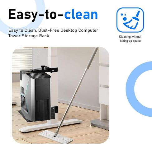 Ultra-Stable No-Drill Under Desk PC Mount - 40 lb Capacity Computer Holder, Adjustable Height & Width, Clamp-On CPU Caddy for Standing Desks (Fits 65mm x 45mm Legs) in Saudi Arabia