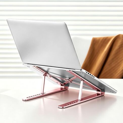 Foldables Laptop Stand for Desk- Adjustable Ergonomic Laptop Riser, Laptops Holder Tablet Keyboard Stand for Office Home (Pink) in Kuwait
