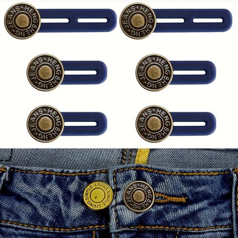 Set of 6 Instant Expander Buttons - No Sewing Required, Adjustable Waist Extenders for Jeans and Pants (Copper,6) in Kuwait