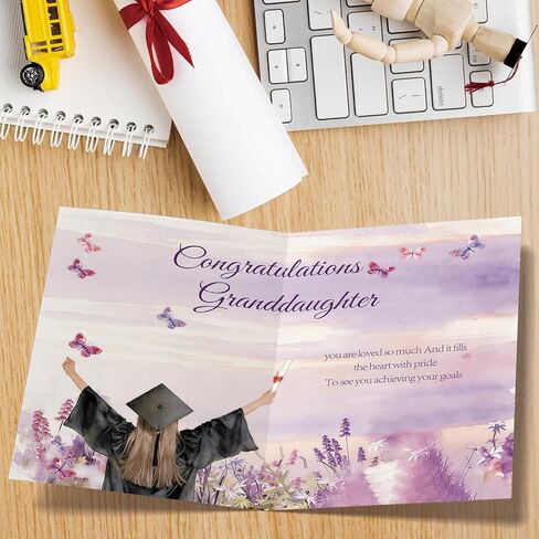 OJsensai Special Granddaughter Graduation Card for her, Congratulations Granddaughter High School & College Graduation Card from Grandma Grandpa in Kuwait