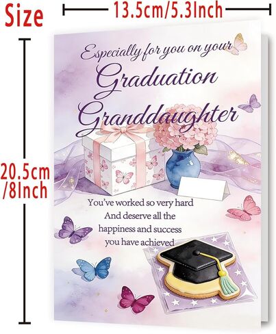 OJsensai Special Granddaughter Graduation Card for her, Congratulations Granddaughter High School & College Graduation Card from Grandma Grandpa in Kuwait