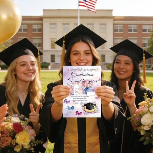 OJsensai Special Granddaughter Graduation Card for her, Congratulations Granddaughter High School & College Graduation Card from Grandma Grandpa in Kuwait