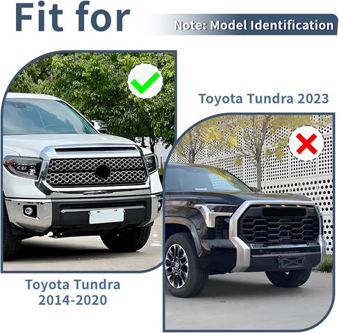 Chrome Front Grille&Hood Bulge Molding Grill Compatible with Toyota Tundra 2014 2015 2016 2017 2018 2019 2020 Models in Saudi Arabia