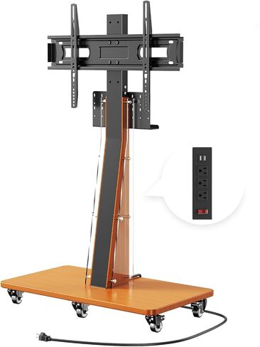 Mobile TV Stand Cart with Power Outlet, Rolling TV with Acrylic and Wheels, Height Adjustable Mobile TV Cart for 32-75 inch,Screen Up to 132lbs,TV Stand for for Outdoor, Home, Office (with Outlet) in Saudi Arabia