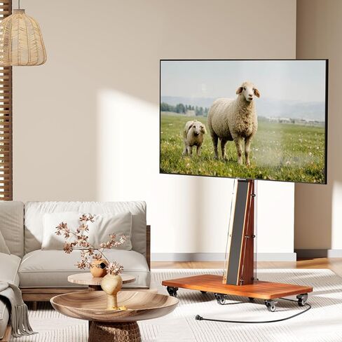 Mobile TV Stand Cart with Power Outlet, Rolling TV with Acrylic and Wheels, Height Adjustable Mobile TV Cart for 32-75 inch,Screen Up to 132lbs,TV Stand for for Outdoor, Home, Office (with Outlet) in Saudi Arabia