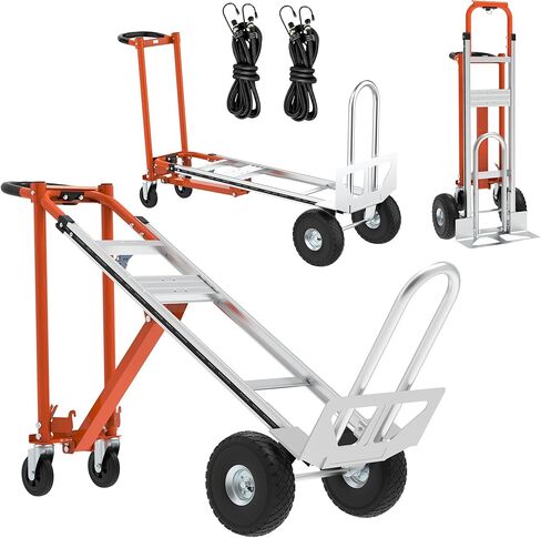 Aluminum Convertible Hand Truck, 800lbs 3 in 1 Folding Dolly Cart Lightweight Frame,Heavy Duty Industrial Platform Cart Handtruck for Construction, Logistics, Shopping, Home, Office Moving (Silver) in Saudi Arabia