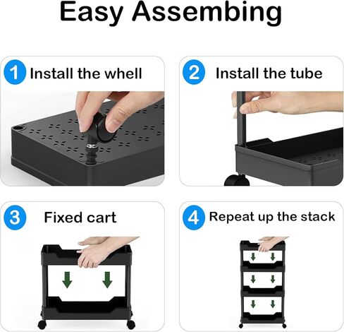 5-Tier Plastic Rolling Utility Cart, Rolling Storage Cart, Narrow Shelf, Bathroom Organizer Rolling Utility for Office, Kitchen,Bathroom,Living Room,Laundry Room in Saudi Arabia