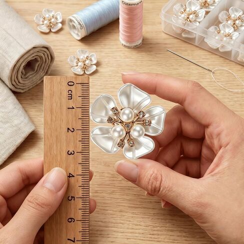 6 Pcs Pearl Button Jewelry Covers, Alloy Rhinestone Button Covers for Women Blouses, DIY Crafts Sewing Flower Buttons Clips for Spring Wedding Shirts Cufflinks in Saudi Arabia