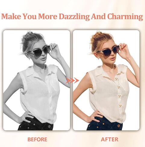 6 Pcs Pearl Button Jewelry Covers, Alloy Rhinestone Button Covers for Women Blouses, DIY Crafts Sewing Flower Buttons Clips for Spring Wedding Shirts Cufflinks in Saudi Arabia