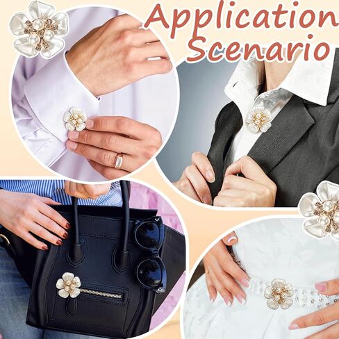 6 Pcs Pearl Button Jewelry Covers, Alloy Rhinestone Button Covers for Women Blouses, DIY Crafts Sewing Flower Buttons Clips for Spring Wedding Shirts Cufflinks in Saudi Arabia