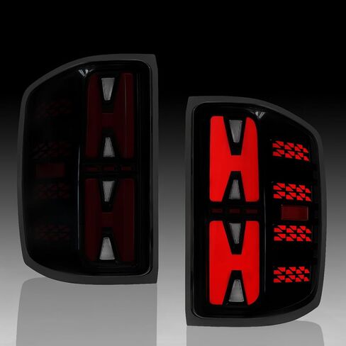 Sequential Full Led tail Lights Fit for 2016-2018 GMC Sierra 3500HD,2015-2018 Chevy Silverado 1500 2500HD 3500HD,Starting Animated,Dynamic Turn Signals,Reverse Lights Rear Lights Assembly, Smoked in Saudi Arabia