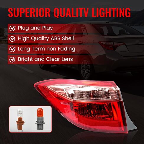 Left Outer Tail Light Assembly Compatible with Toyota Corolla 2017 2018 2019, Rear Taillights Brake Lamps with Halogen Bulbs and Clear Lens Replaces 8156002B00 (Driver Side) in Kuwait